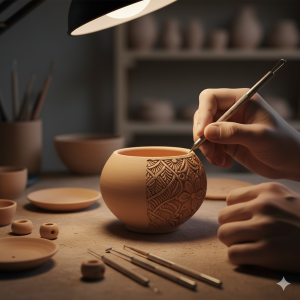 ورشة النقش والحفر على الفخار
